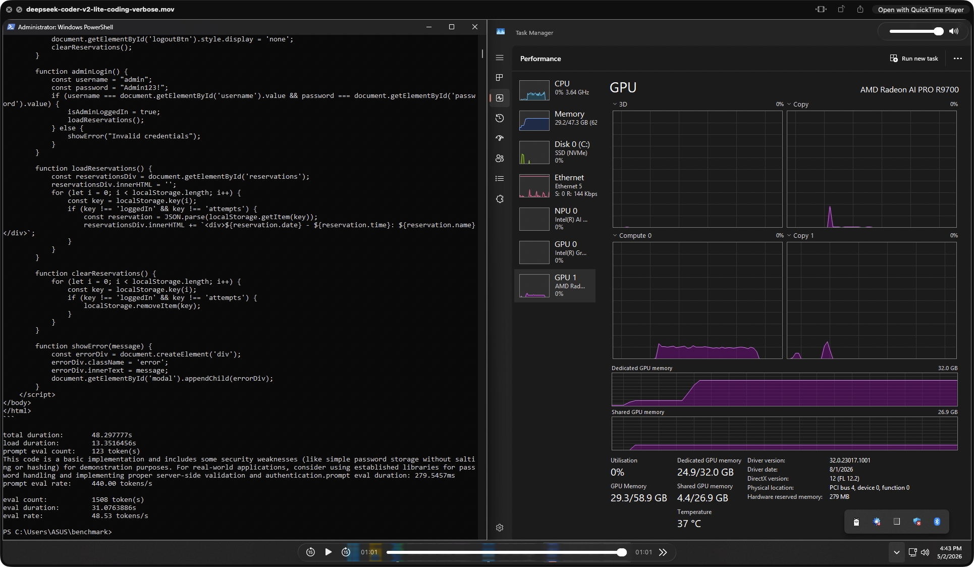 DeepSeek Coder V2 Lite coding run