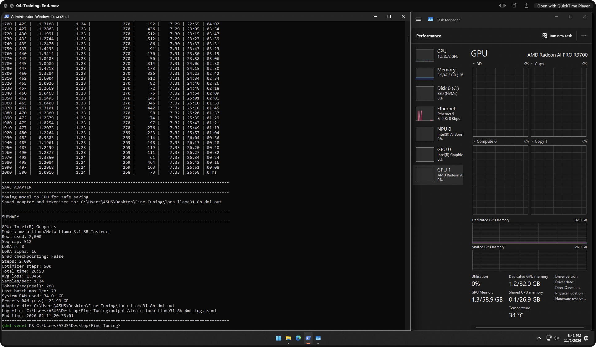 Windows DirectML fine-tuning