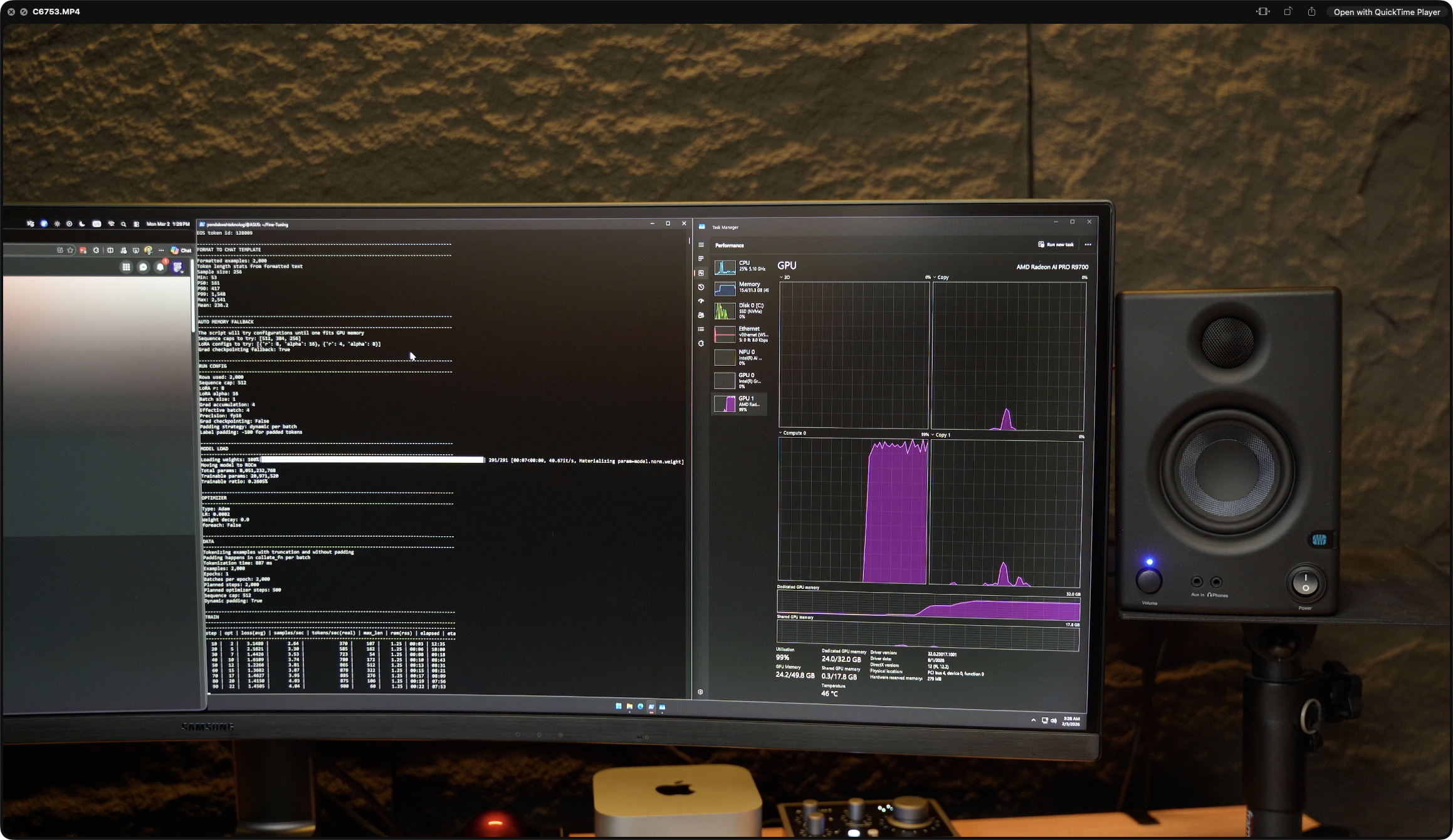 R9700 test bench during fine-tune